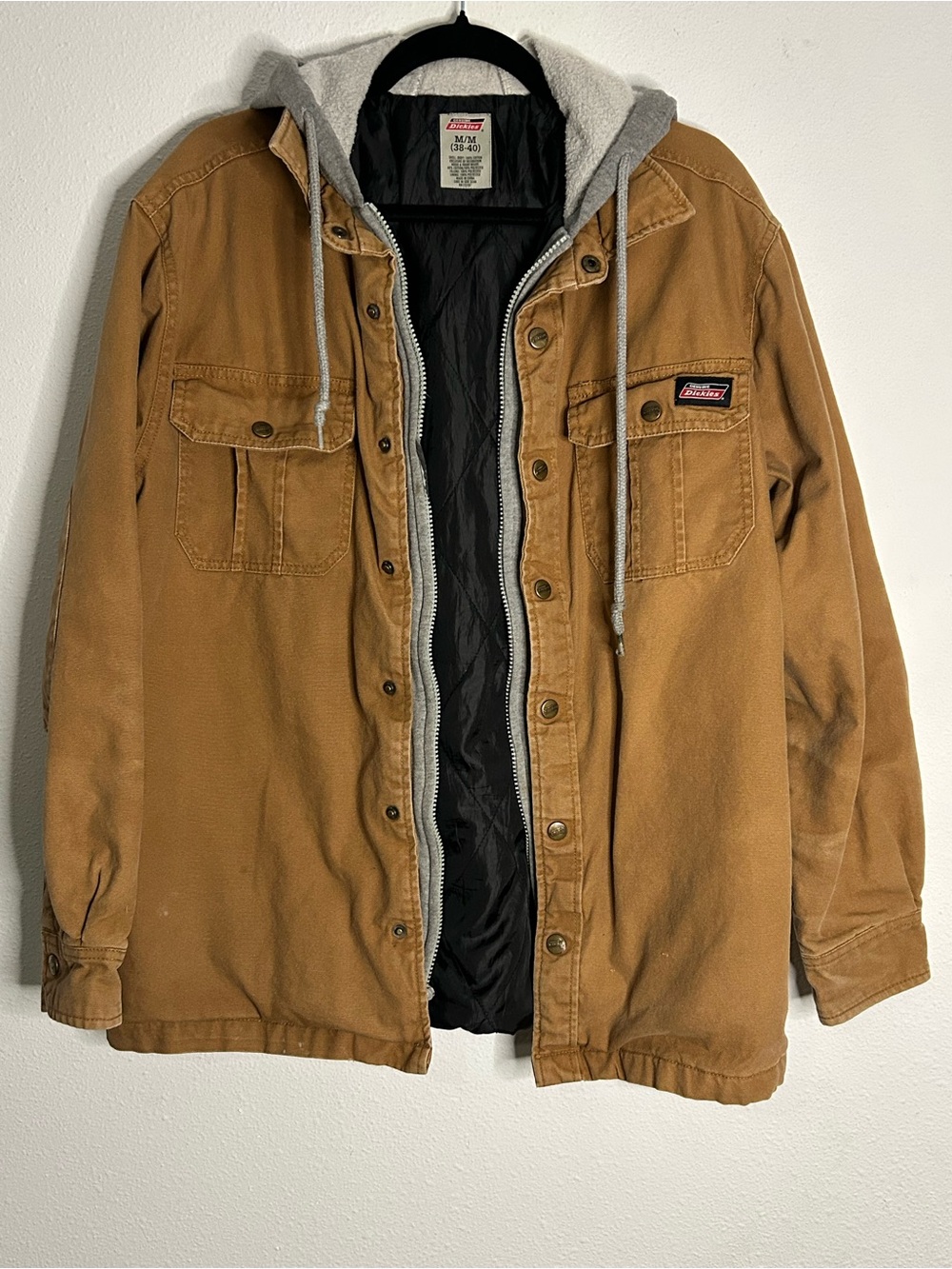 Dickies Tan Work Jacket with Gray Hood Lining